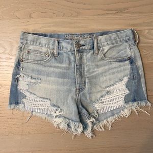 american eagle high rise denim shorts